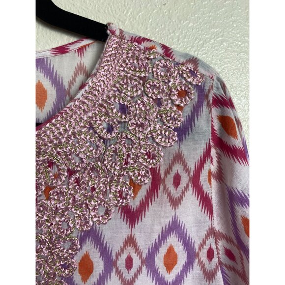 Soft Surroundings Tunic Top Women size Medium Geometric Boho Artsy Flowy Aztec - Picture 12 of 15